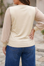 Load image into Gallery viewer, Parchment Polka Dot Long Sleeve Round Neck Plus Size Blouse