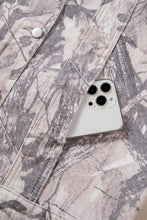 Load image into Gallery viewer, Gray Abstract Camo Print Colorblock Collar Oversized Shift Silhouette Denim Jacket