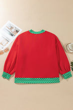 Load image into Gallery viewer, Tomato Red Casual Polka Dot Patchwork Letter Graphic Plus Size Sweatshirt