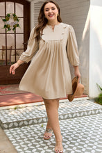 Load image into Gallery viewer, Parchment Notched Neck Scallop Detail Plus Size Mini Dress