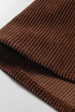 Load image into Gallery viewer, Coffee Solid Color Ruffle Trim V Neck Long Sleeve Button Corduroy Shakcet