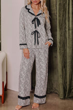 Load image into Gallery viewer, Brown Leopard Print Bow Knot Patchwork Long Sleeve Lounge Set