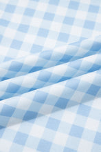 Load image into Gallery viewer, Light Blue Plaid Round Neck Long Sleeve Sweatshirt