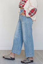 Load image into Gallery viewer, Beau Blue Drawstring Waist Wide Leg Ankle Length Jeans