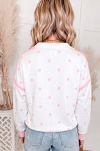 Load image into Gallery viewer, Pink Polka Dot Half Zip Drop Shoulder Relaxed Sweatshirt