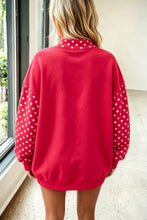 Load image into Gallery viewer, Orange Polka Dot Contrast Round Neck Long Sleeve Baggy Sweatshirt