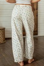 Load image into Gallery viewer, Beige Grommet Knot Waist Floral Barrel Leg Jeans