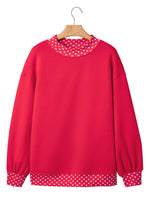 Load image into Gallery viewer, Red Colorblock Polka Dot Contrast Trim Oversized Sweatshirt