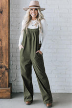 Load image into Gallery viewer, Jungle Green Button Adjustable Straps Solid Color Corduroy Jumpsuit