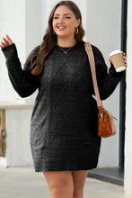 Load image into Gallery viewer, Burgundy Cable Knit Drop Shoulder Loose Fit Sweater Dress
