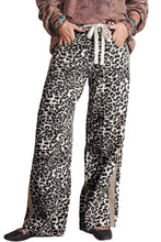 Load image into Gallery viewer, Khaki Leopard Print Drawstring Waist Straight Leg Jeans