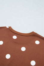 Load image into Gallery viewer, Brown Polka Dot Raw Hem Relaxed Pullover Loose Skort Two Piece Set