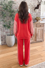 Load image into Gallery viewer, Fiery Red Plaid Contrast Long Sleeve Top And Wide Leg Pants Set