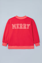 Load image into Gallery viewer, Tomato Red Casual Polka Dot Patchwork Letter Graphic Plus Size Sweatshirt