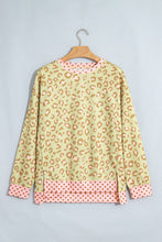 Load image into Gallery viewer, Pink Leopard Polka Dot Colorblock Trim Long Sleeve Top