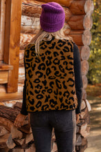 Load image into Gallery viewer, Chestnut Leopard Print Sherpa Vest Coat