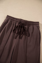 Load image into Gallery viewer, Coffee Solid Color Piping Trim Mock Neck Pullover Drawstring Pants Set