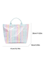 Load image into Gallery viewer, Rainbow Glossy Striped Vinyl Large Tote Bag