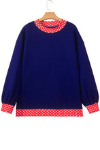 Load image into Gallery viewer, Red Colorblock Polka Dot Contrast Trim Oversized Sweatshirt