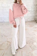 Load image into Gallery viewer, Khaki Polka Dot Patchwork Colorblock Long Sleeve Casual Two Piece Pants Set