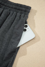 Load image into Gallery viewer, Gray Stripe V Neck Ruffle Contrast Sleeve Top Drawstring Pants 2pcs Set