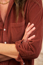 Load image into Gallery viewer, Clay Long Sleeve Button Down Corduroy Midi Length One Piece Dress