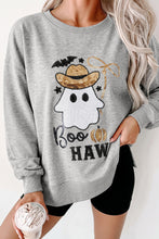 Load image into Gallery viewer, Medium Grey Sequin Western Ghost Print Long Sleeve Round Neck Sweatshirt