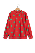 Load image into Gallery viewer, Pink Polka Dot Print Contrast Detail Oversized Tunic Sweatshirt