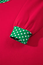 Load image into Gallery viewer, Red Colorblock Polka Dot Contrast Trim Oversized Sweatshirt