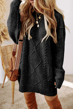 Load image into Gallery viewer, Burgundy Cable Knit Drop Shoulder Loose Fit Sweater Dress