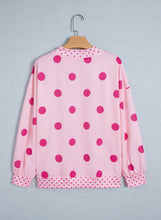 Load image into Gallery viewer, Pink Polka Dot Print Contrast Detail Oversized Tunic Sweatshirt