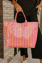 Load image into Gallery viewer, Rainbow Glossy Striped Vinyl Large Tote Bag