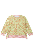 Load image into Gallery viewer, Brown Plus Size Leopard Print Contrast Polka Dot Trim Long Sleeve Top