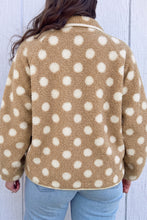 Load image into Gallery viewer, Khaki Polka Dot Faux Fur Metal Button Placket Shift Silhouette Jacket