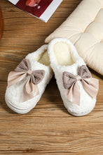Load image into Gallery viewer, White Contrast Bowknot Applique Plush Winter Slippers (Colors May Differ by Batch)