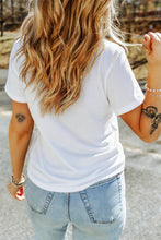 Load image into Gallery viewer, White Sequin Chenille Pumpkin Bow Pattern Casual Short T Shirt
