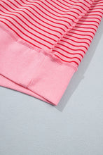 Load image into Gallery viewer, Blue Stripe Ribbed Patchwork Mock Neck Baggy Pullover Matching Shorts Set