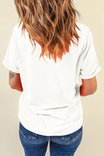 Load image into Gallery viewer, White Sequined Mardi Gras Symbolic Pattern Casual Tee