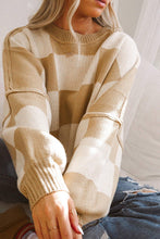 Load image into Gallery viewer, Black Checkered Bishop Sleeve Sweater