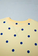 Load image into Gallery viewer, Beige Round Neck Long Sleeve Polka Dot Plus Size Top