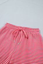 Load image into Gallery viewer, Blue Stripe Ribbed Patchwork Mock Neck Baggy Pullover Matching Shorts Set