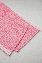Load image into Gallery viewer, Pink Leopard Print Varsity Striped Detail 3/4 Sleeve Top Shift Pant Set