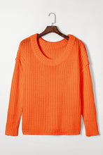 Load image into Gallery viewer, Orange Ribbed Knit Round Neck Slouchy Chunky Sweater