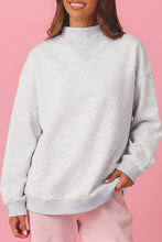 Load image into Gallery viewer, Light Grey High Neck Ribbed Cuff Hem Sweatshirt