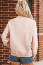 Load image into Gallery viewer, Apricot Pink Floral Pumpkin Graphic Mock Neck Oversized Sweatshirt