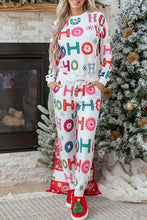 Load image into Gallery viewer, Multicolour Ho Ho Ho Print Long Sleeve Lounge Set