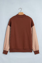 Load image into Gallery viewer, Pink Plaid Sleeve Colorblock Loose Tunic Sweatshirt