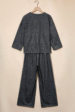 Load image into Gallery viewer, Pink Leopard Print Varsity Striped Detail 3/4 Sleeve Top Shift Pant Set