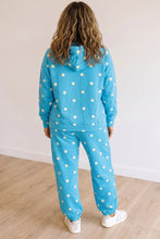 Load image into Gallery viewer, Blue Polka Dot Hooded Drawstring Long Sleeve Plus Size Set