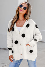 Load image into Gallery viewer, Red Polka Dot Button Front Oversized V Neck Cardigan